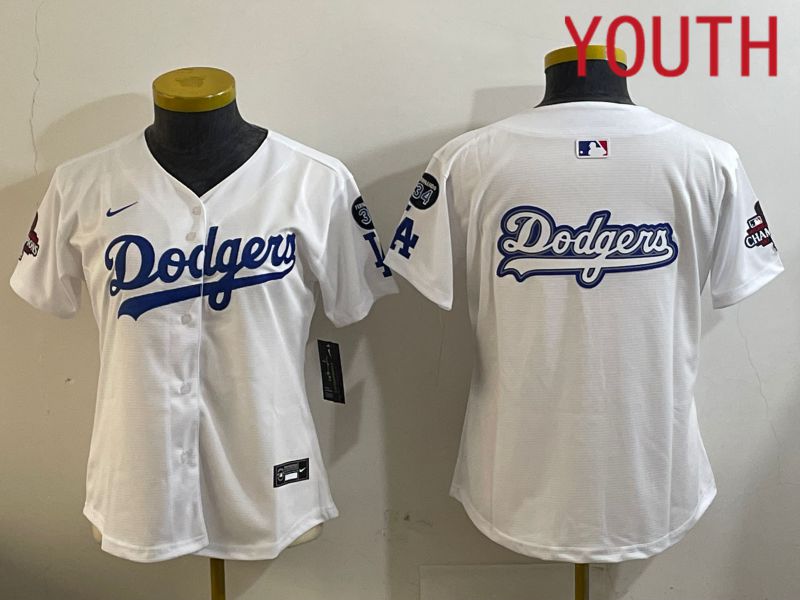 Youth Los Angeles Dodgers Blank White Game 2024 Nike MLB Jersey style 12094